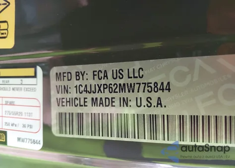 2021 Jeep Wrangler 4Xe Unlimited Sahara 4X4 из США, поврежденный, VIN 1C4JJXP62MW775844